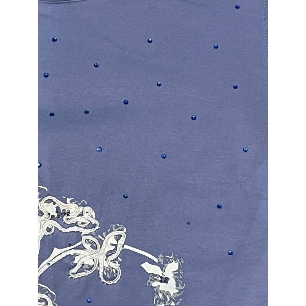 Princess Cruises Lilac Purple Floral Appliqué Rhinestone Shirt Women Sz Medium - Picture 2 of 14